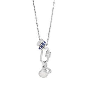 18" Sterling Silver & Rhodium Plated Lapis Charm Cloud Necklace NWT limited ed